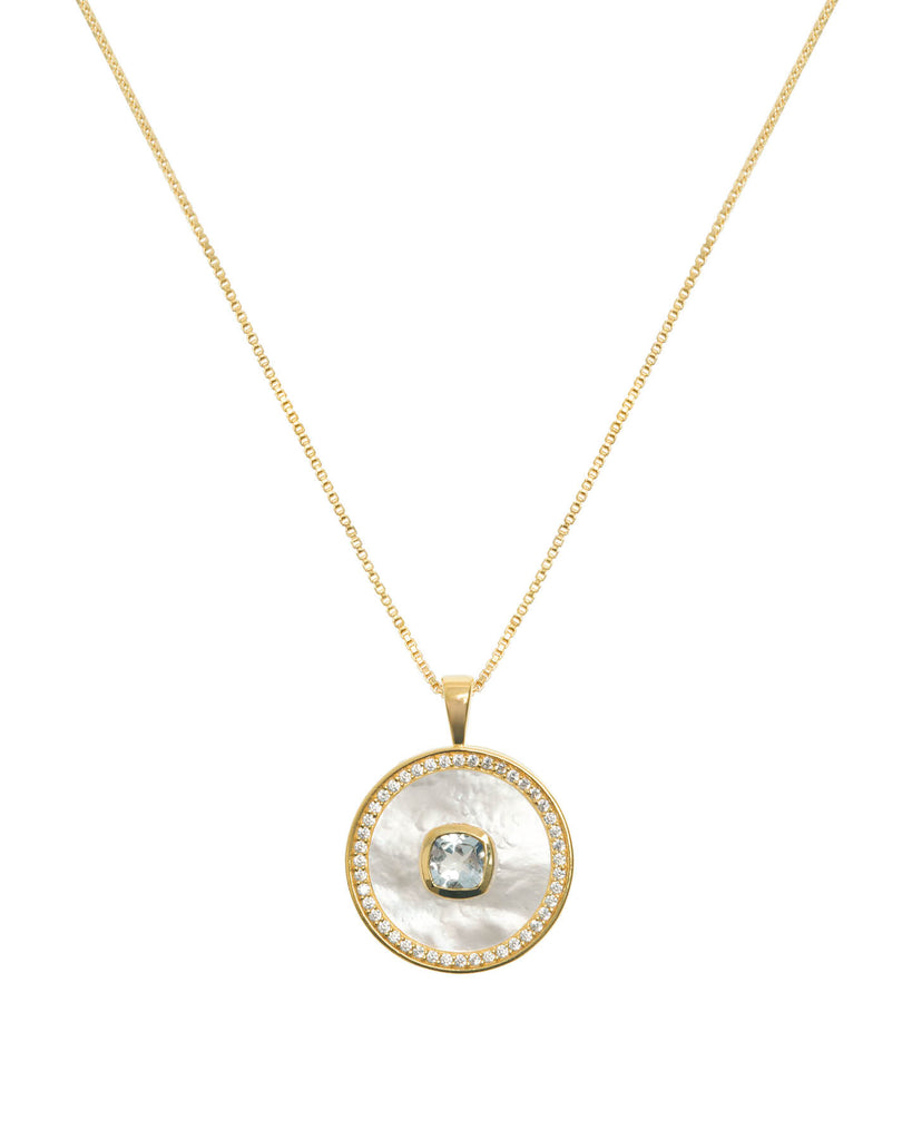 Aquamarine Mother Of Pearl Necklace