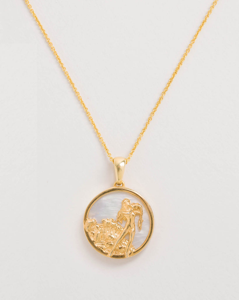 Aquarius, Gold Zodiac Necklace