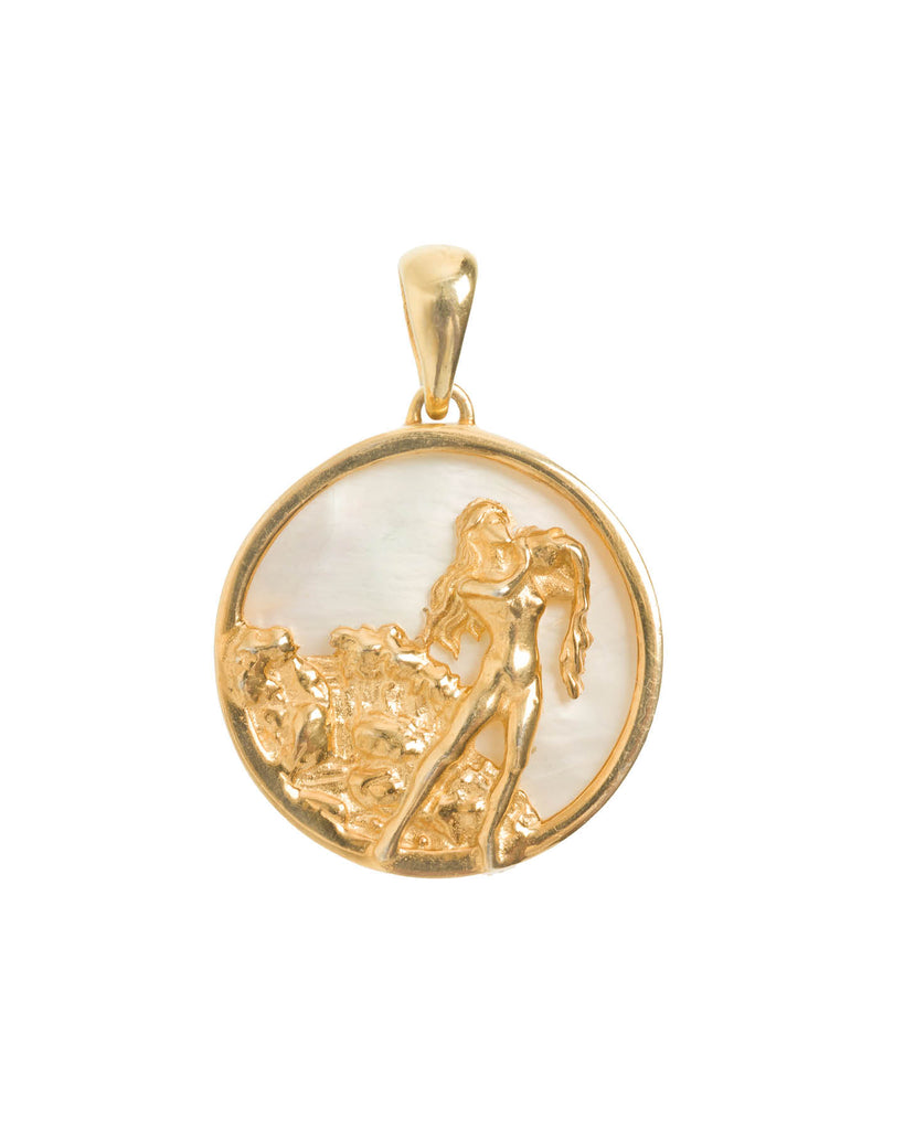 Aquarius, Gold Zodiac Pendant
