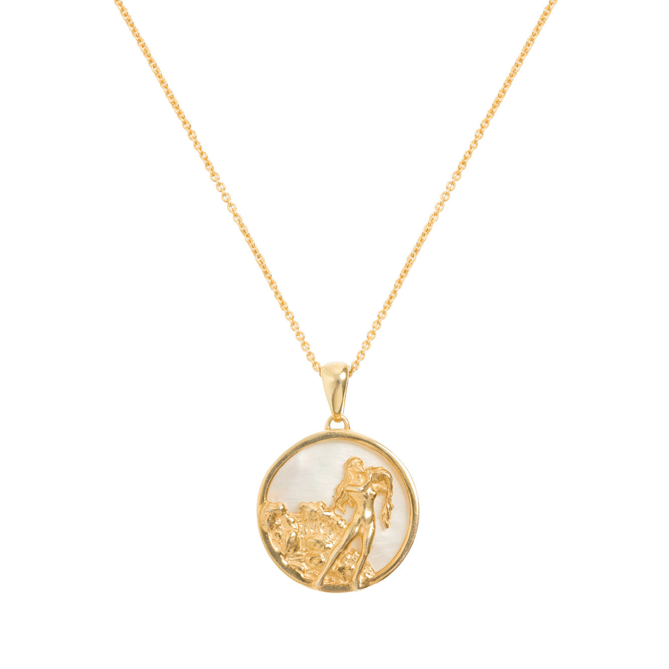 Aquarius Gold Zodiac Necklace Cut Out