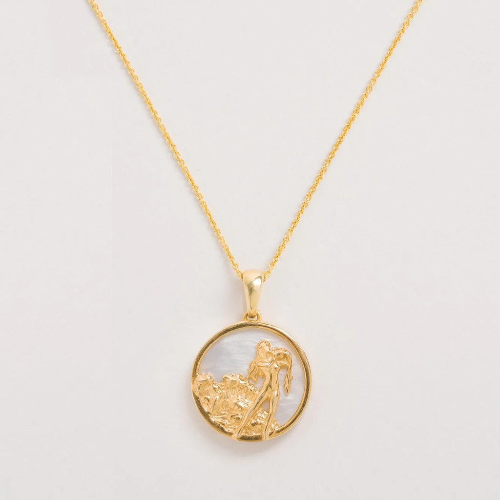 Aquarius Gold Zodiac Necklace Tonal