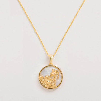 Aquarius Gold Zodiac Necklace Tonal