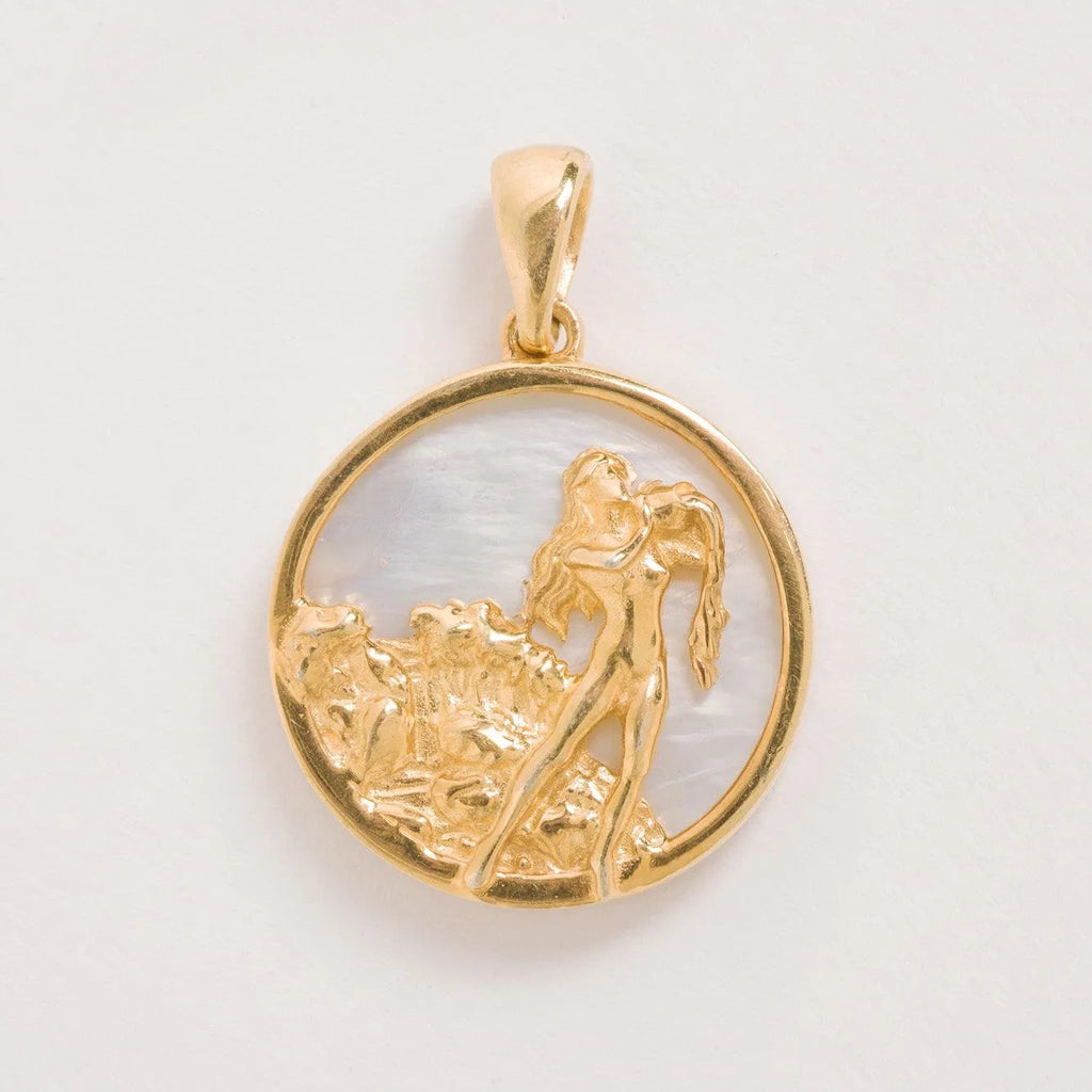 Aquarius Gold Zodiac Pendant Tonal