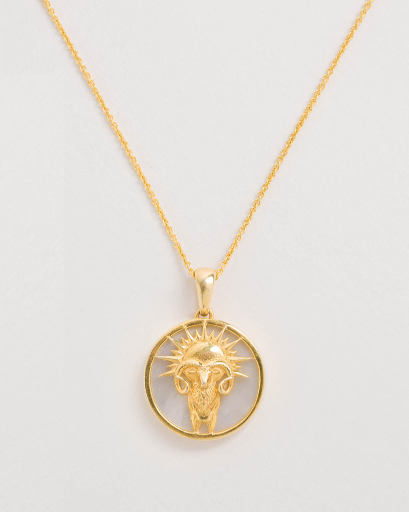 Aries, Gold Zodiac Necklace