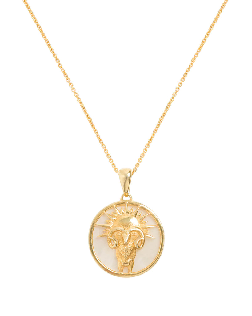 Aries, Gold Zodiac Necklace