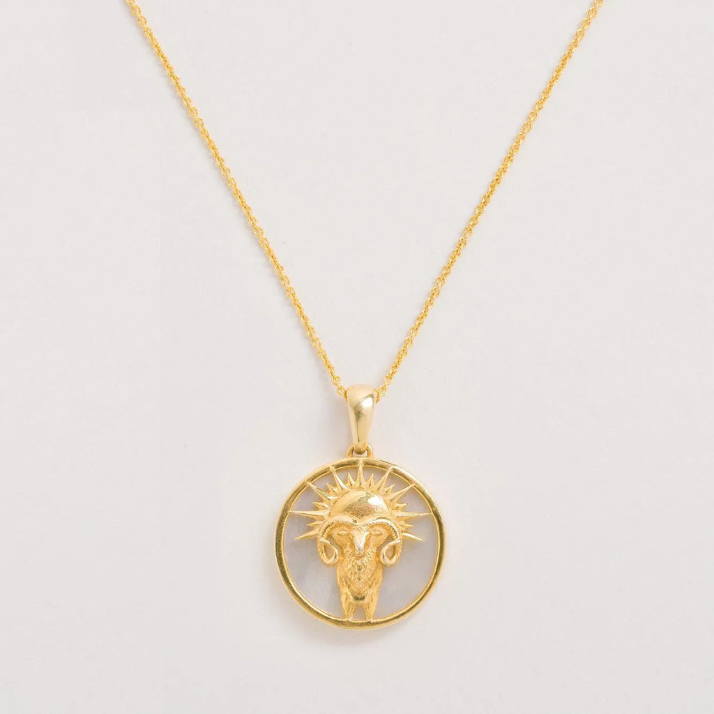 Aries Gold Zodiac Necklace Tonal