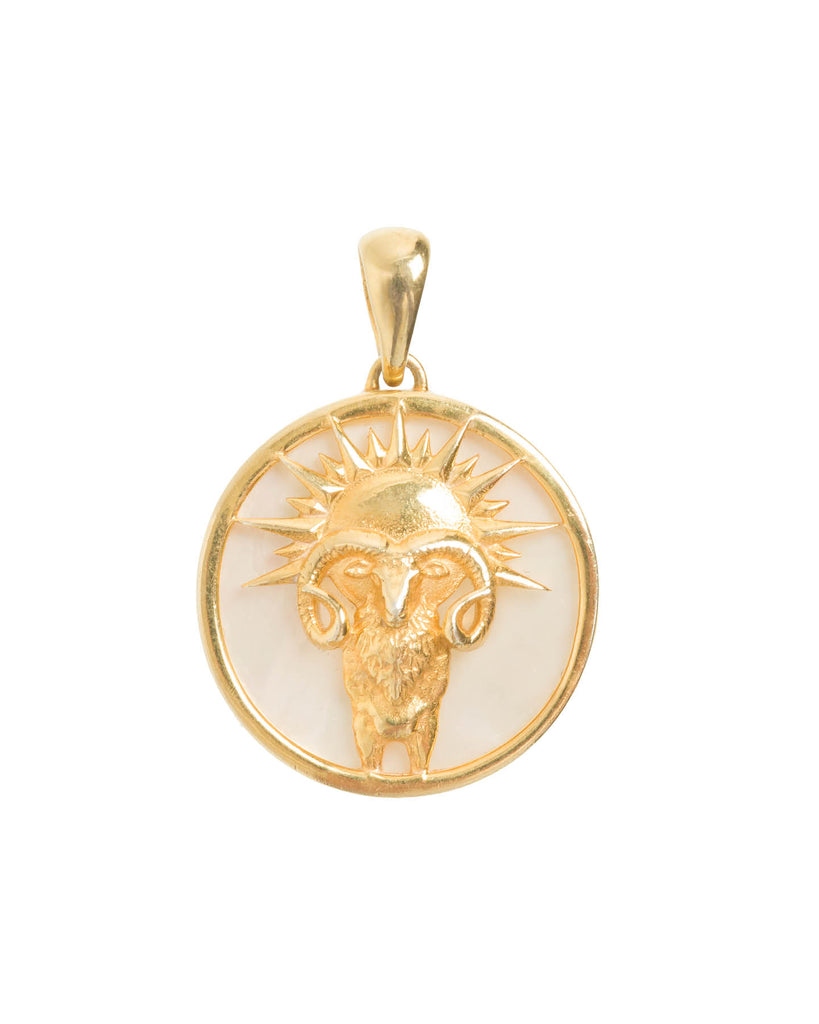 Aries, Gold Zodiac Pendant