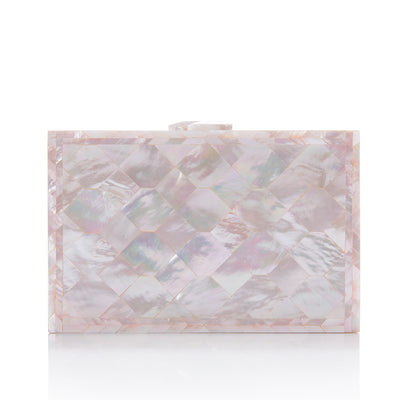 Product image of 'Athena Pink' by Freya Rose London - A pink toned Mother of Pearl designer clutch
