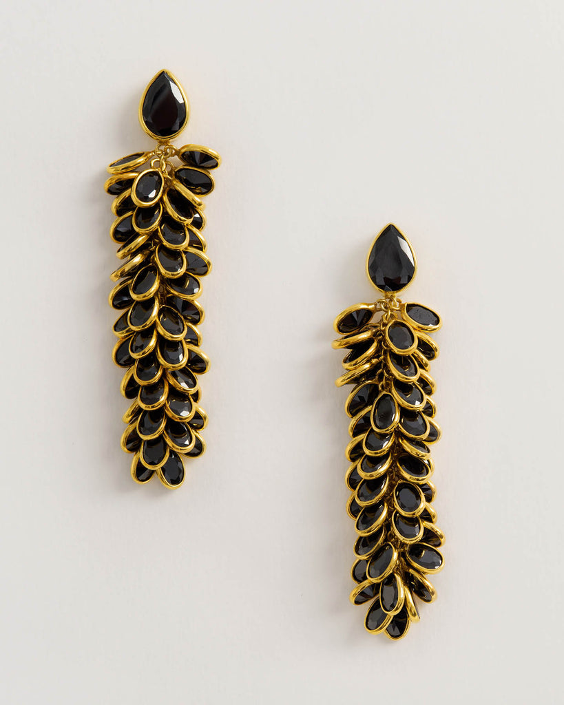 Gold and Black Crystal Long Drops
