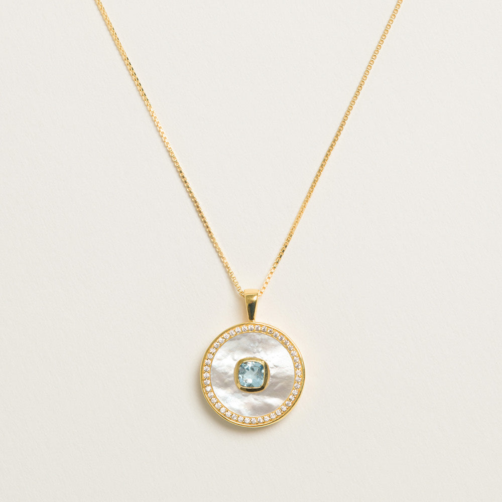 Blue Topaz Mother Of Pearl Necklace