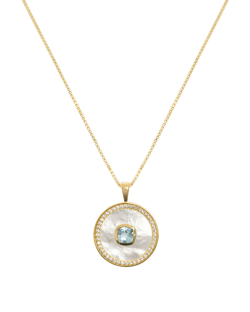 Blue Topaz Mother Of Pearl Necklace