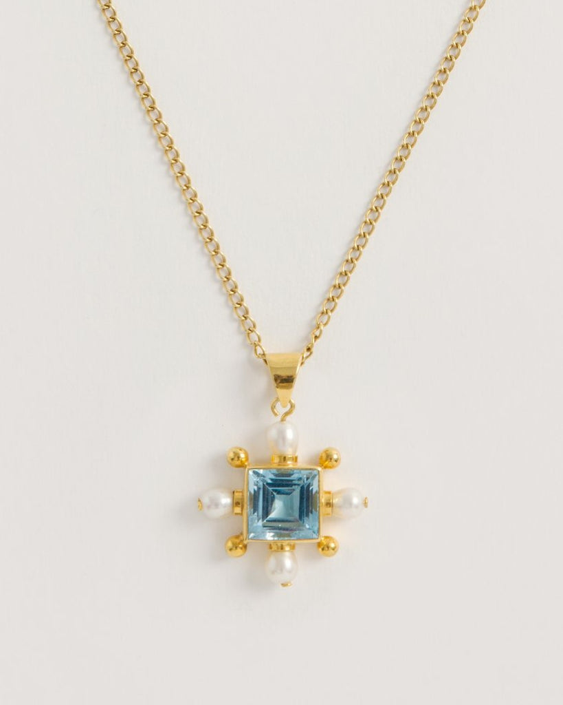 Blue Topaz Cross Necklace