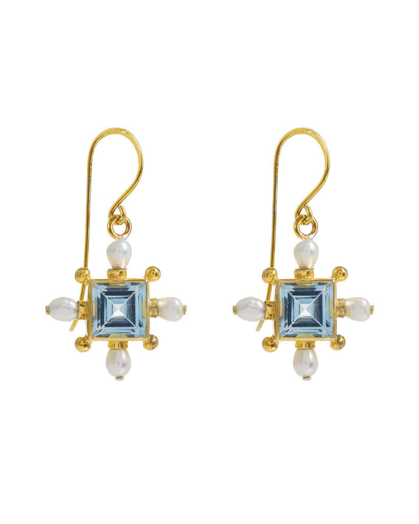Blue Topaz Cross Earrings