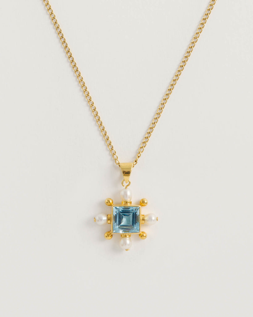 Blue Topaz Cross Necklace