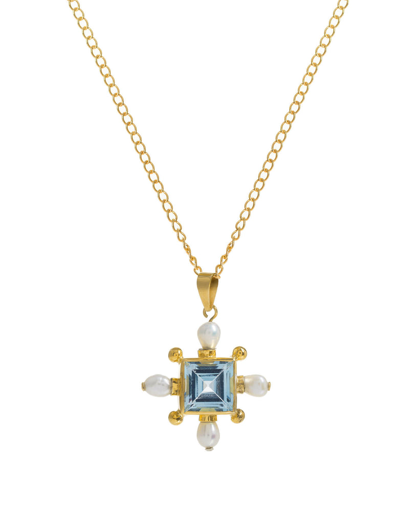 Blue Topaz Cross Necklace