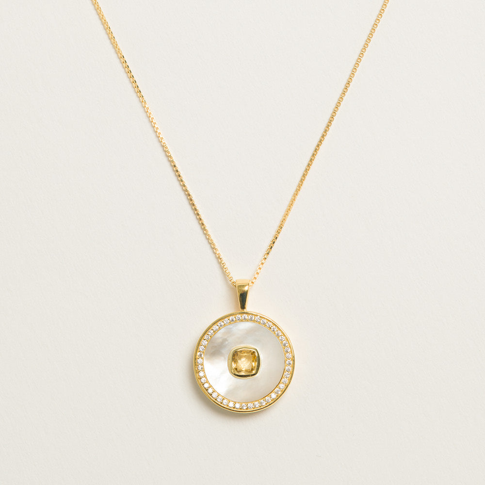 Citrine Mother Of Pearl Necklace