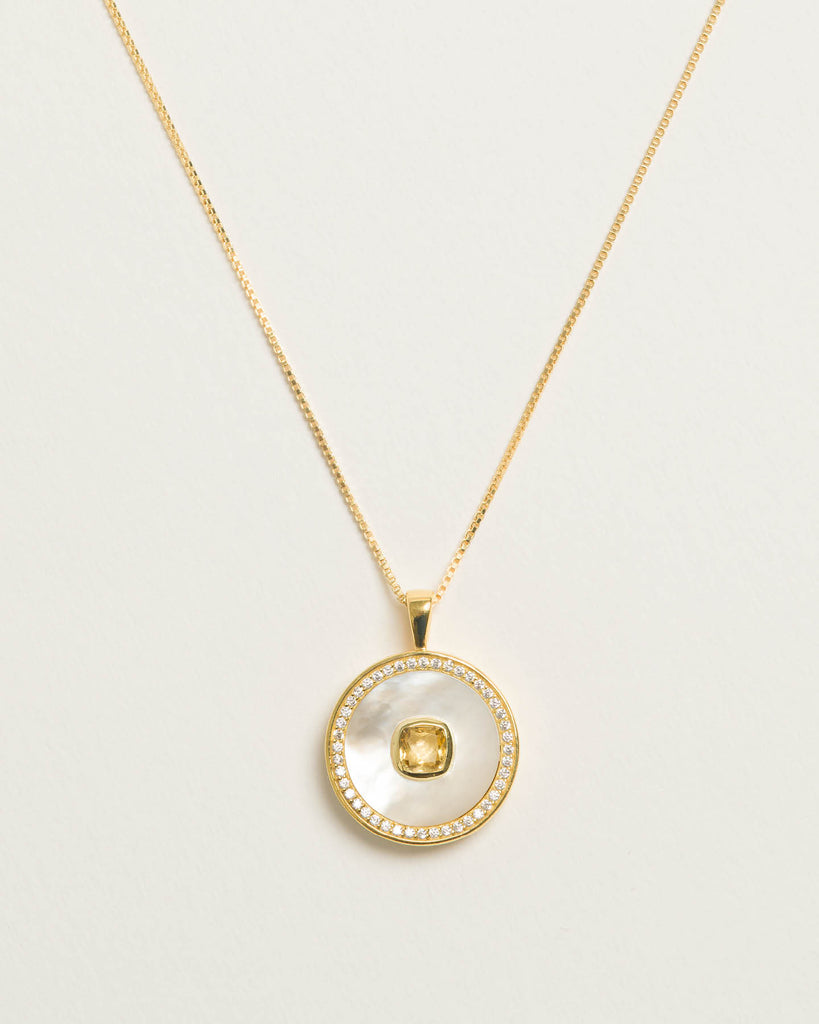Citrine Mother Of Pearl Necklace