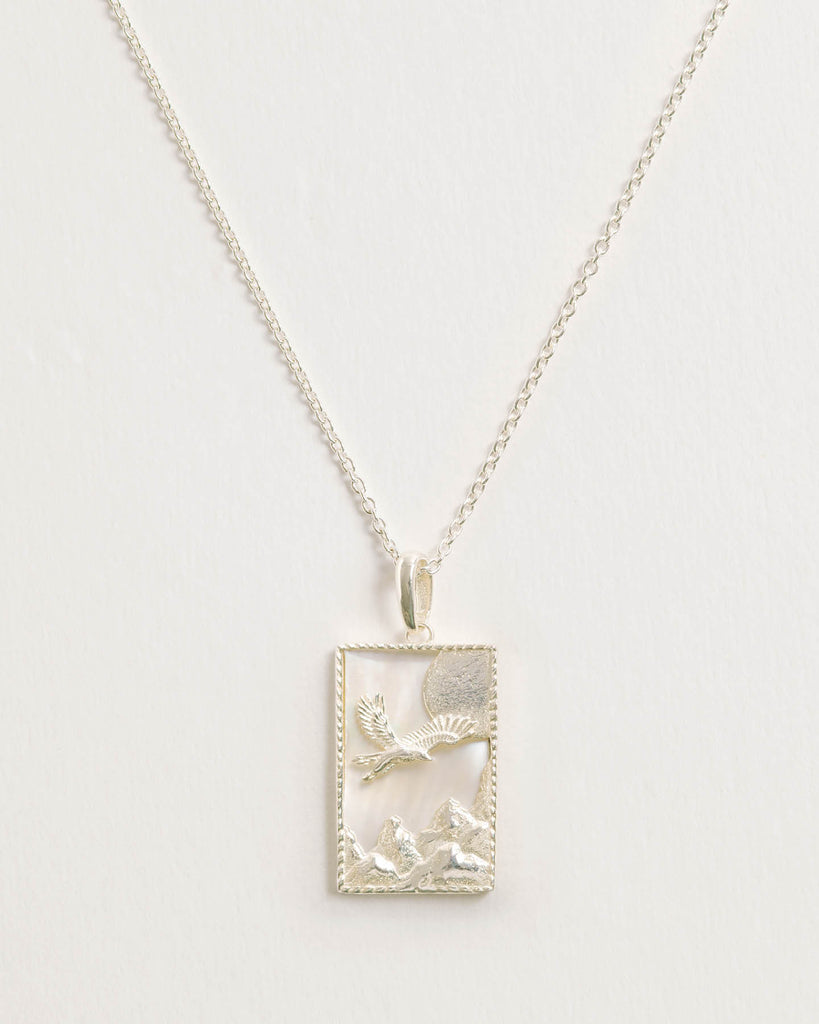 Rectangle Silver Eagle Necklace