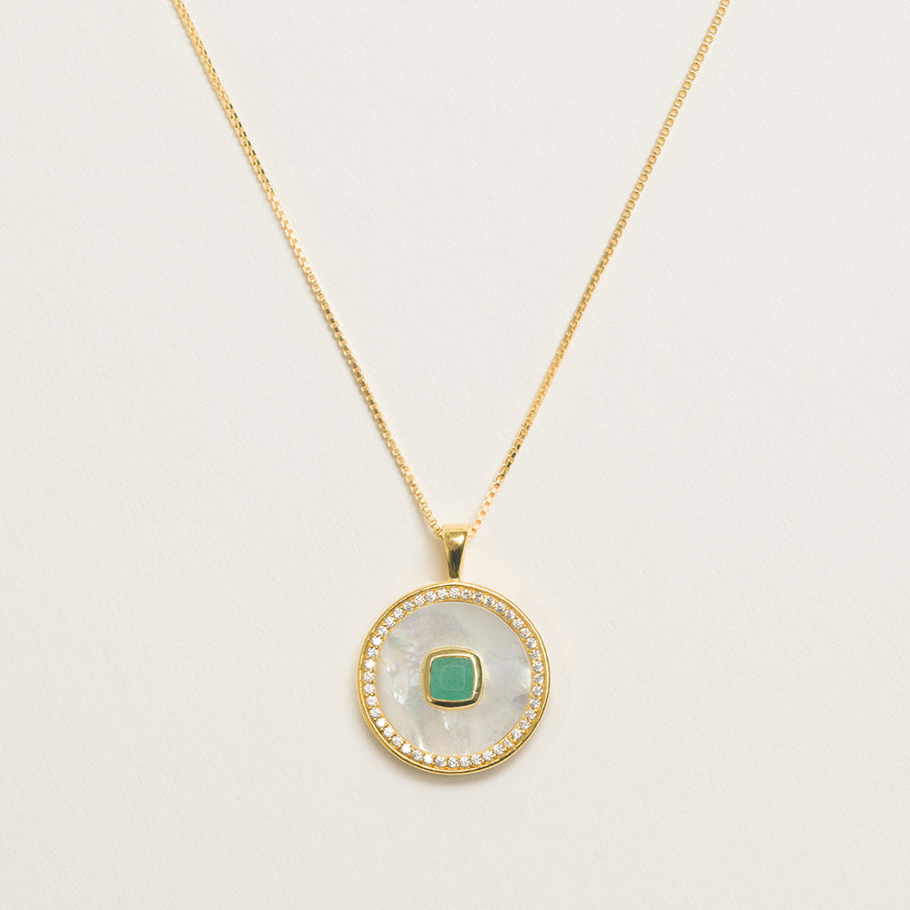 Emerald Mother Of Pearl Necklace