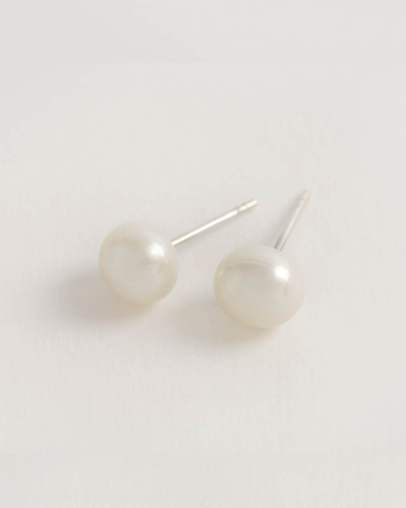 Fresh Water Pearl and Silver Stud Earrings, freshwater pearl stud earrings in sterling silver by Freya Rose