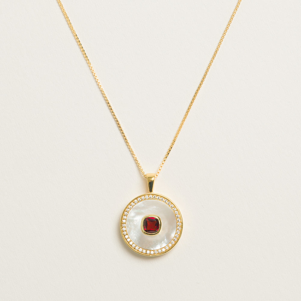 Garnet Mother Of Pearl Necklace