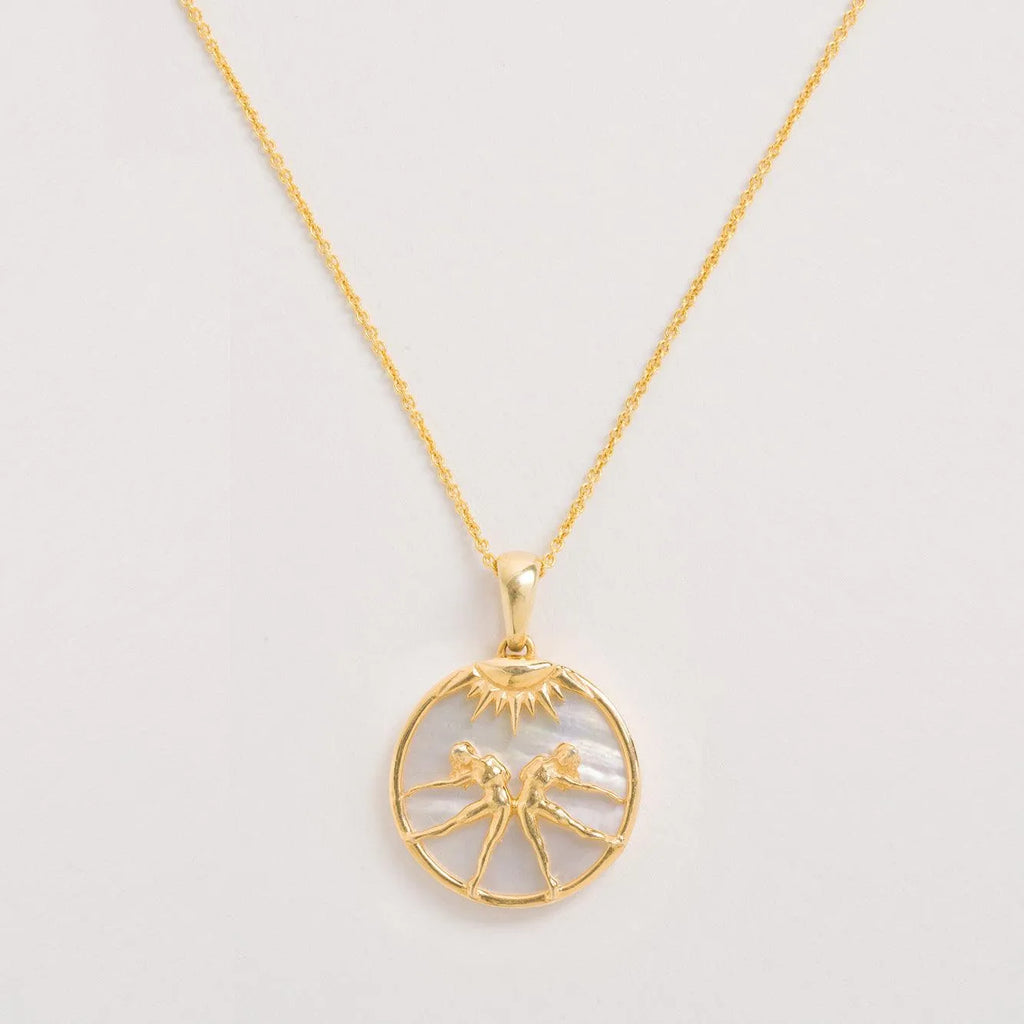 Gemini Gold Zodiac Necklace Cut Out