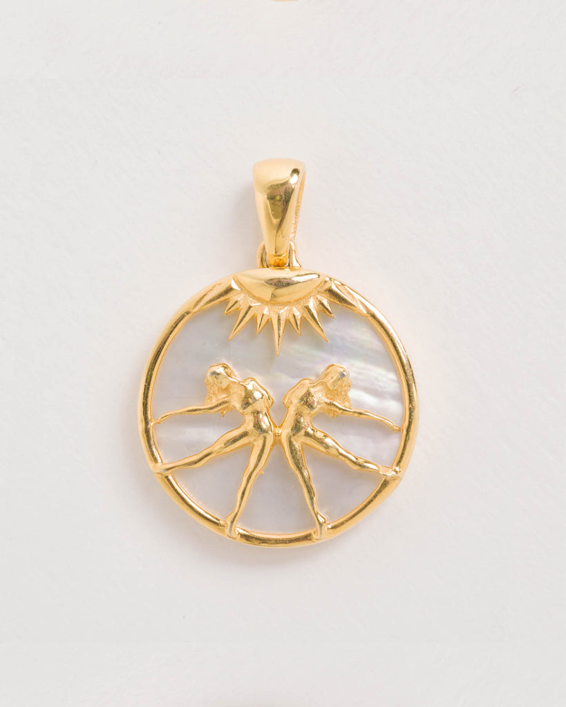 Gemini, Gold Zodiac Pendant