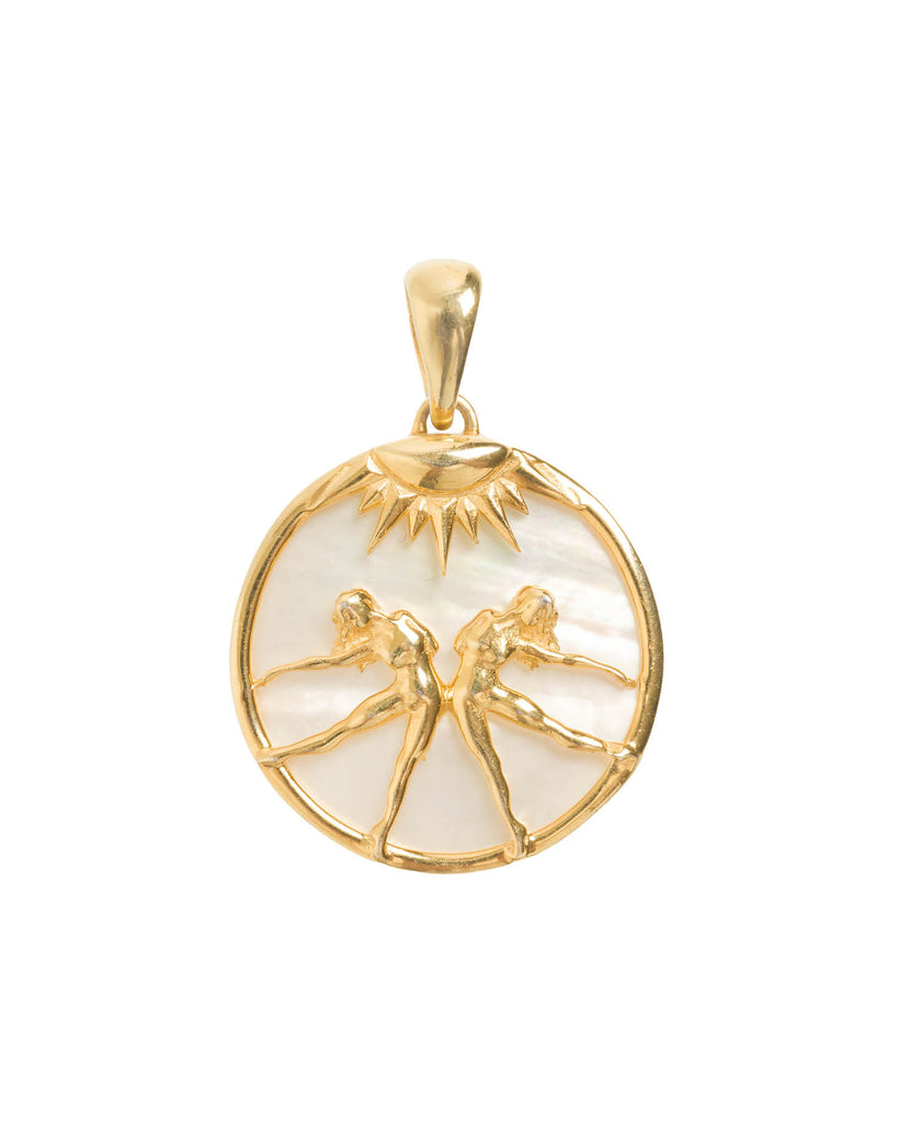 Gemini, Gold Zodiac Pendant