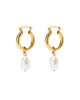Gold Mini Hoops with Baroque Pearls