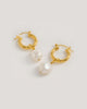 Gold Mini Hoops with Baroque Pearls