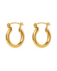 Gold Mini Hoops, 18ct gold mini hoop earrings, on white