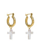 Gold Mini Hoops with Detachable Cross Charms