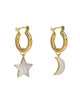 Gold Mini Hoops with Star and Moon