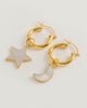 Gold Mini Hoops with Star and Moon