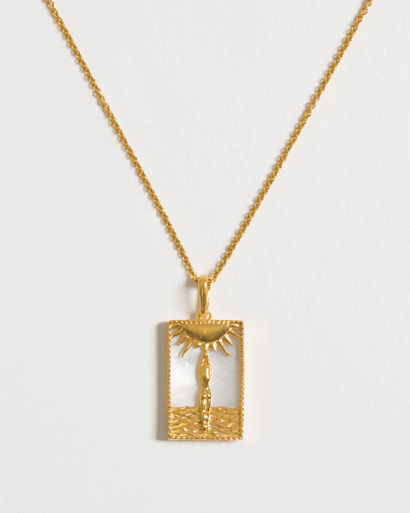 Rectangle Woman & Sun Necklace