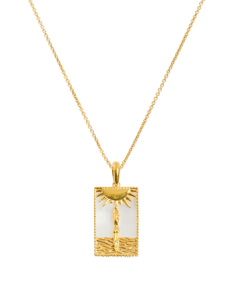 Rectangle Woman & Sun Necklace