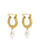 Gold Weave Mini Hoops with Baroque Pearl