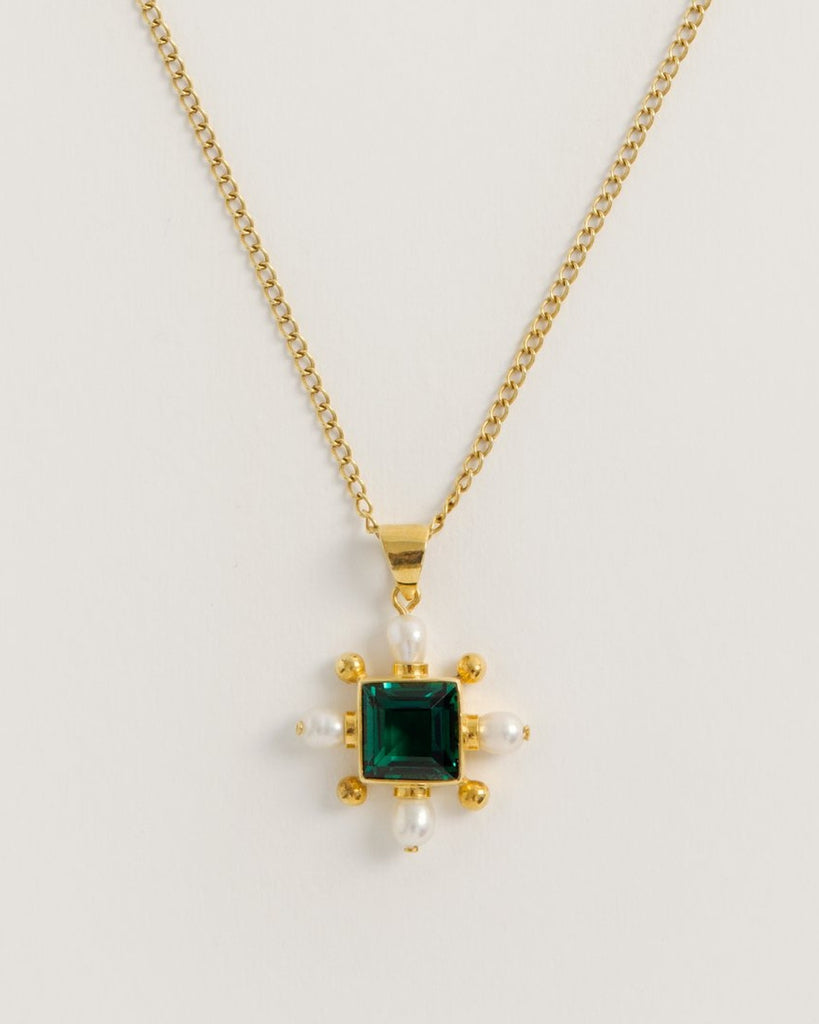 Green Quartz Cross Necklace