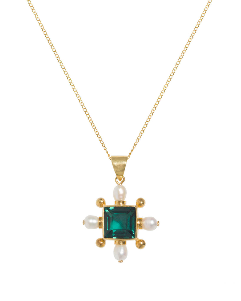 Green Quartz Cross Necklace
