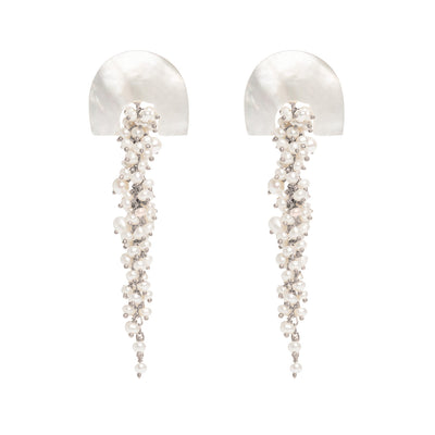 Hakuro Silver Mother of Pearl and Pearl Long Drops