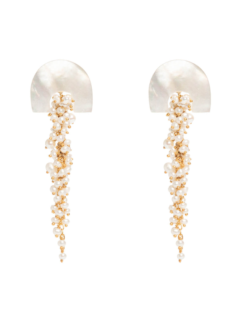 Hakuro Ivory Mother of Pearl and Pearl Long Drops