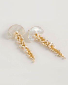 Hakuro Ivory Mother of Pearl and Pearl Long Drops