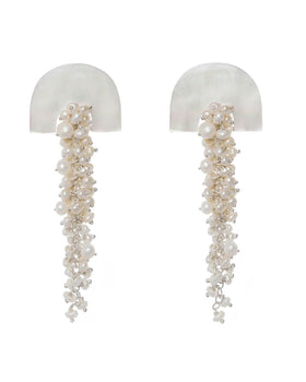 Hakuro Silver Mother of Pearl and Pearl Long Drops