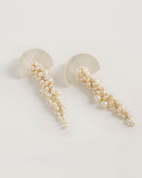 Hakuro Silver Mother of Pearl and Pearl Long Drops