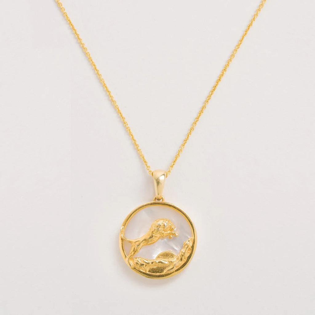 Leo Gold Zodiac Necklace Tonal