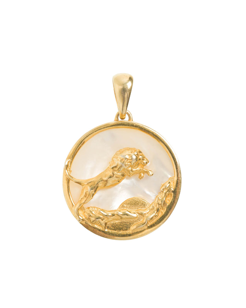 Leo, Gold Zodiac Pendant