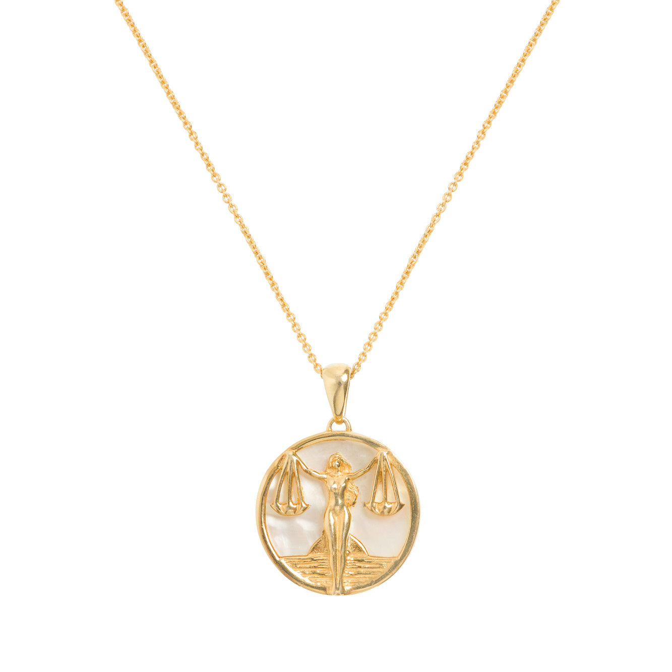 Libra Gold Zodiac Necklace Cut Out