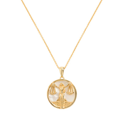 Libra Gold Zodiac Necklace Cut Out