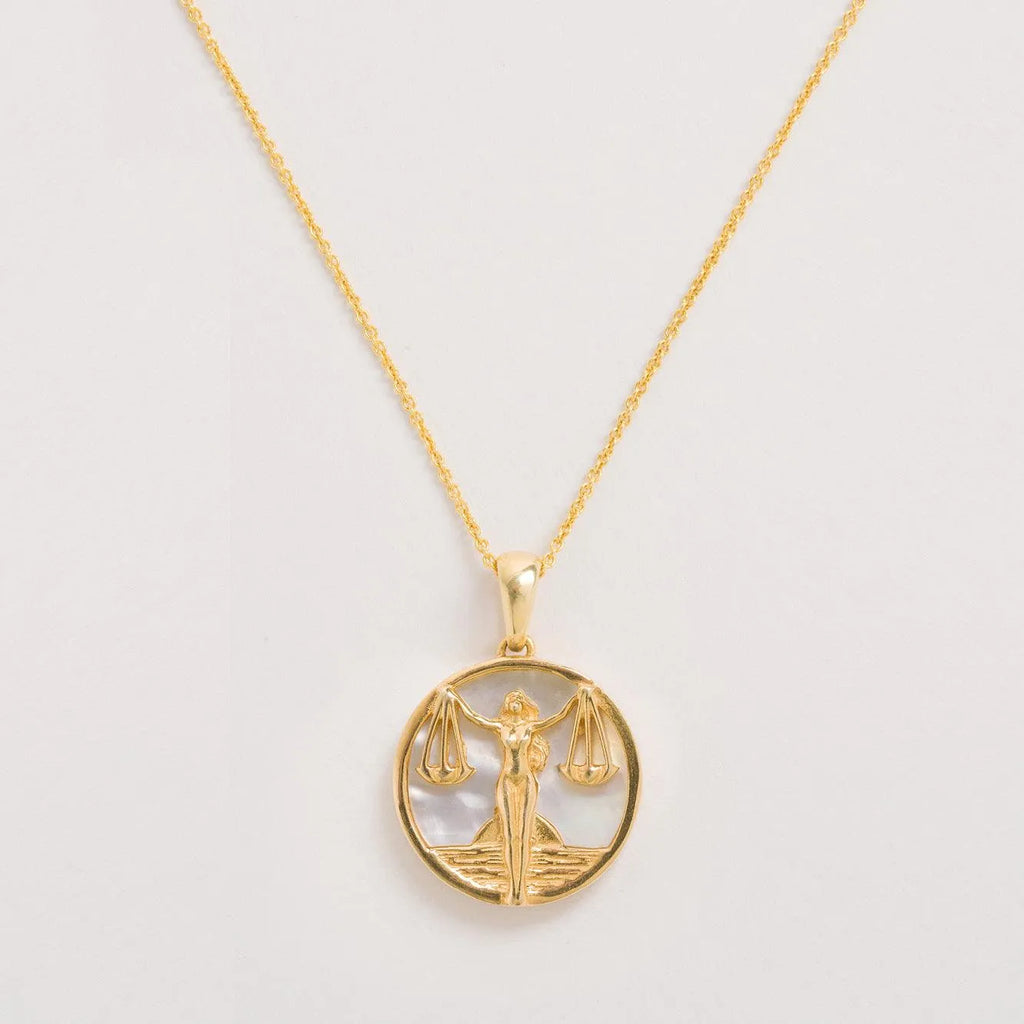 Libra Gold Zodiac Necklace Tonal