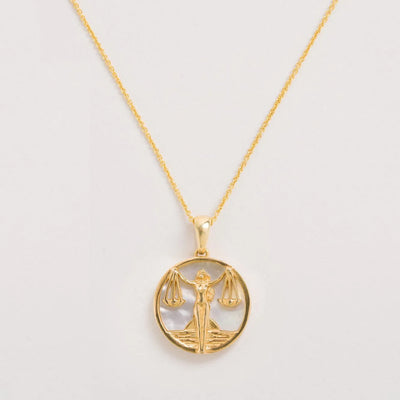 Libra Gold Zodiac Necklace Tonal